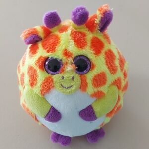 Ty Beanie Ballz Toby Plush Neon Orange & Yellow Giraffe Ball Toy - Kids